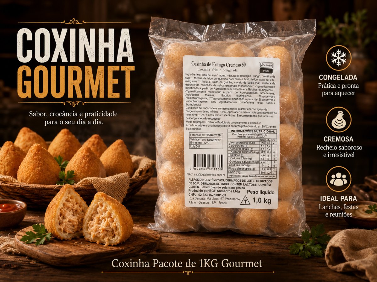 Coxinha Pacote de 1KG Gourmet Congelado