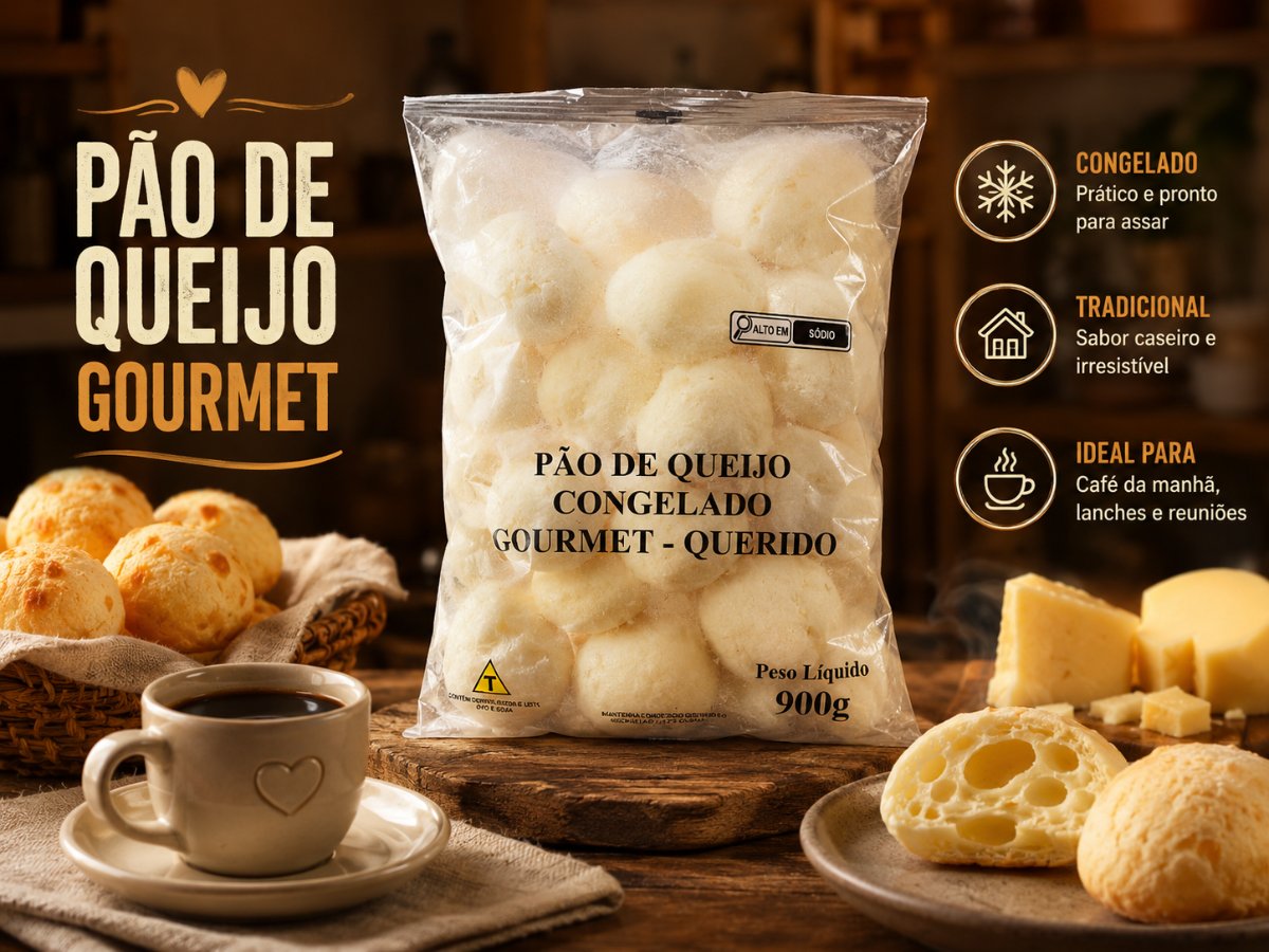 Pão de Queijo Congelado Gourmet Querido 900g