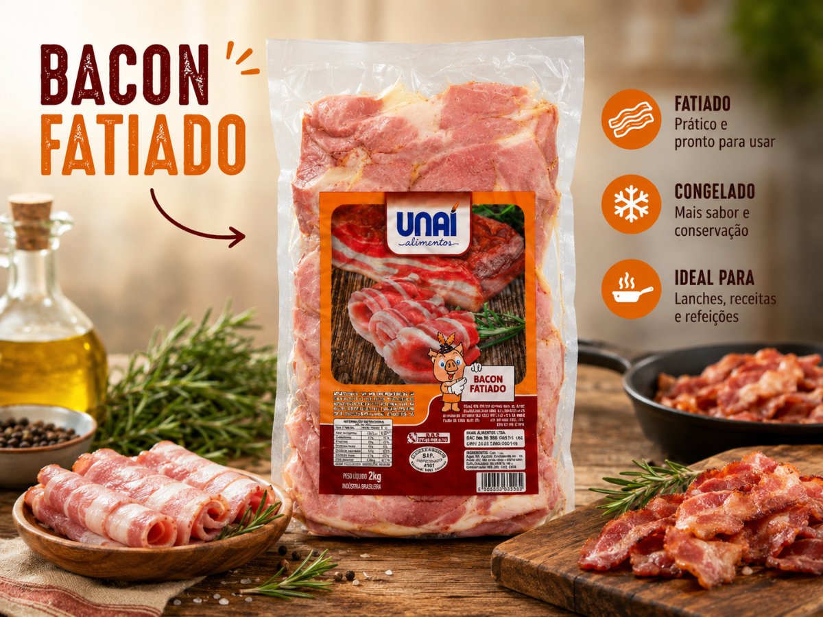 Bacon Unaí 2Kg Fatiado Artesanal defumado