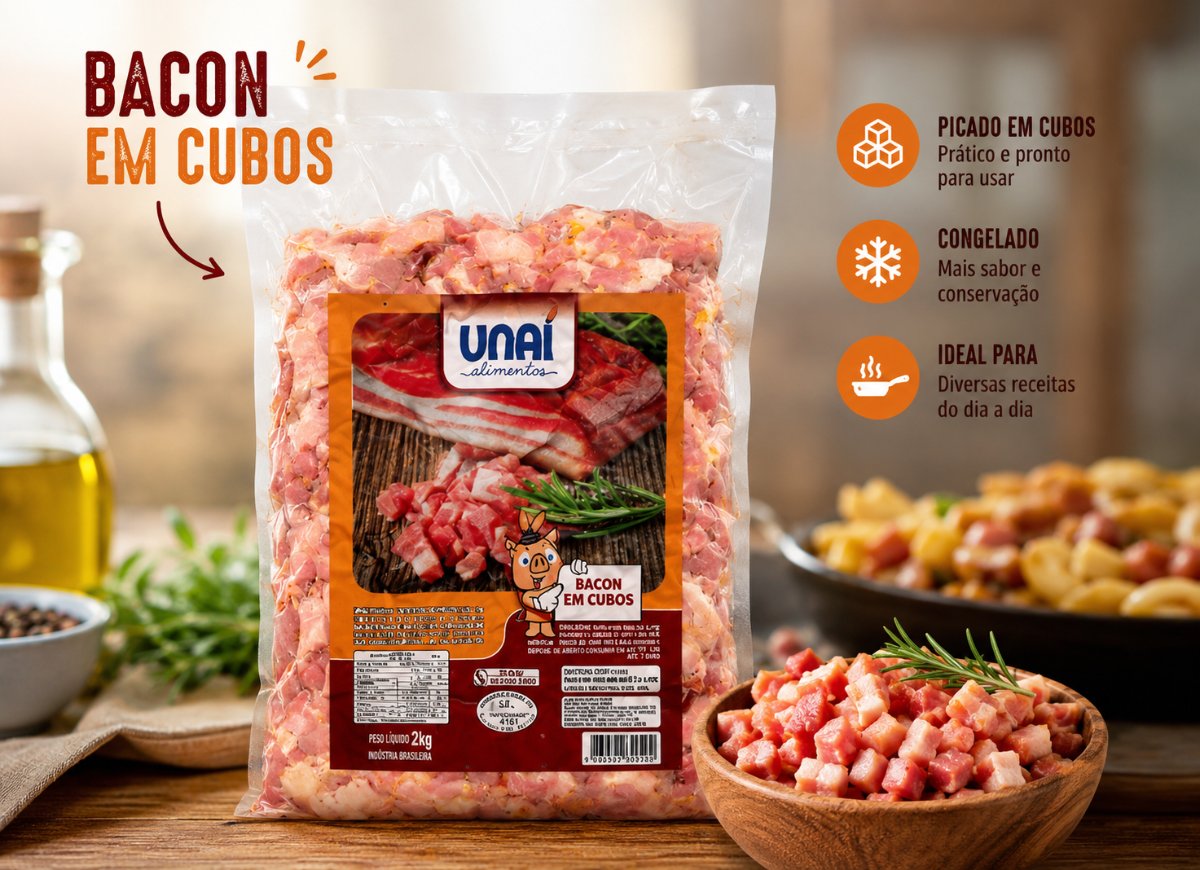 Bacon Unaí 2Kg Cubos Artesanal defumado